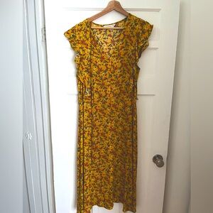 US12 floral midi shirt button through dress NWOT